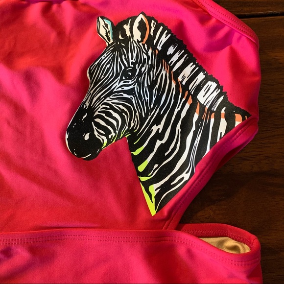 Old Navy Girls One Piece Swimsuit, Pink, Zebra Graphic, size XL - Picture 3 of 7